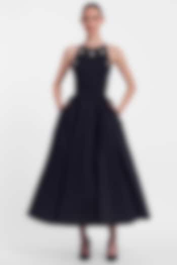 Black Cotton Pearl Embroidered Party Wear Dress by Gauri And Nainika at Pernia's Pop Up Shop