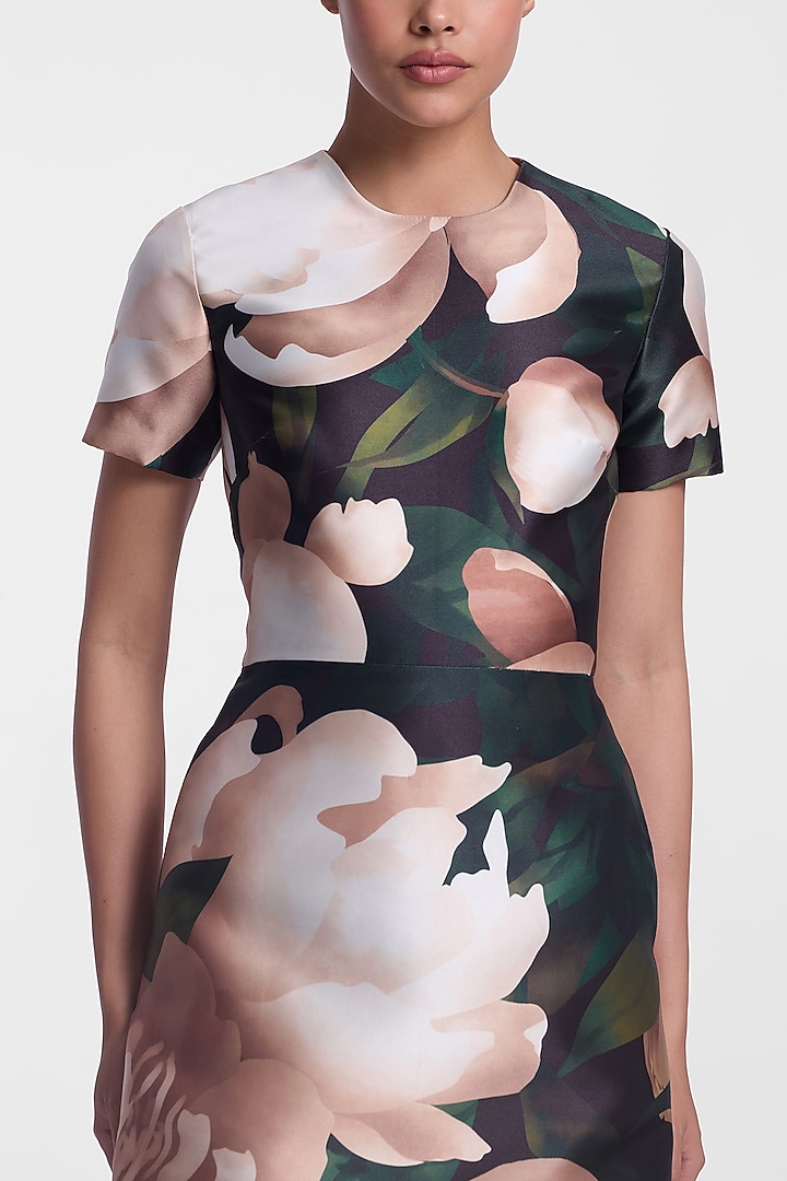 Black & Ivory Mikado Printed Mini Cocktail Dress by Gauri and Nainika at Pernia's Pop Up Shop