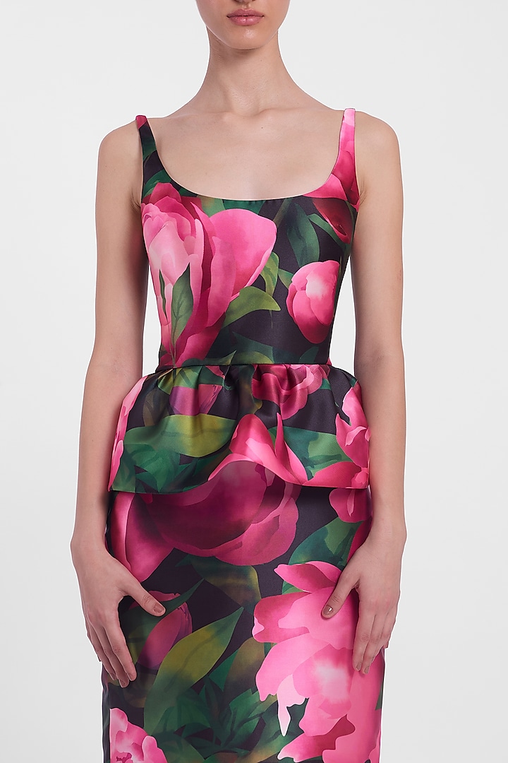 Multi-Colored Mikado Pencil Party Wear Dress by Gauri And Nainika at Pernia's Pop Up Shop