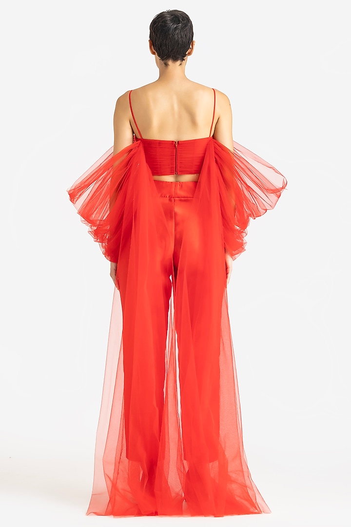 Red Mikado Tapered Pants by Gauri And Nainika at Pernia's Pop Up Shop