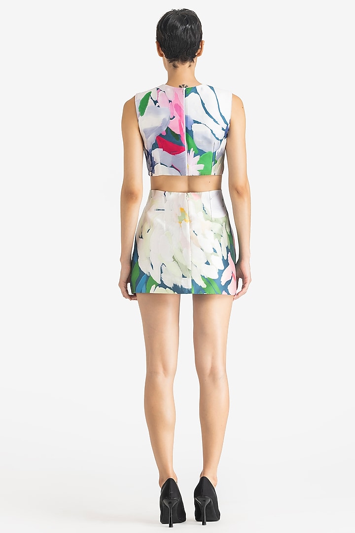 Multi-Colored Mikado Printed Mini Cocktail Dress by Gauri And Nainika at Pernia's Pop Up Shop