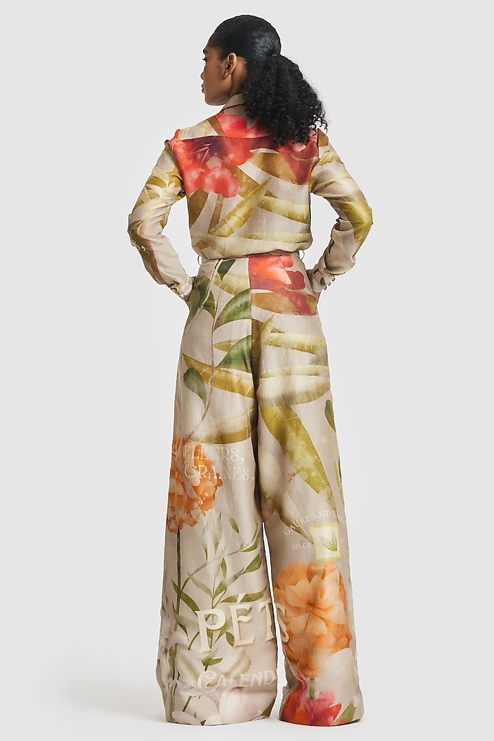 Brown Chanderi Wide-Legged Trousers by Gauri and Nainika at Pernia's Pop Up Shop