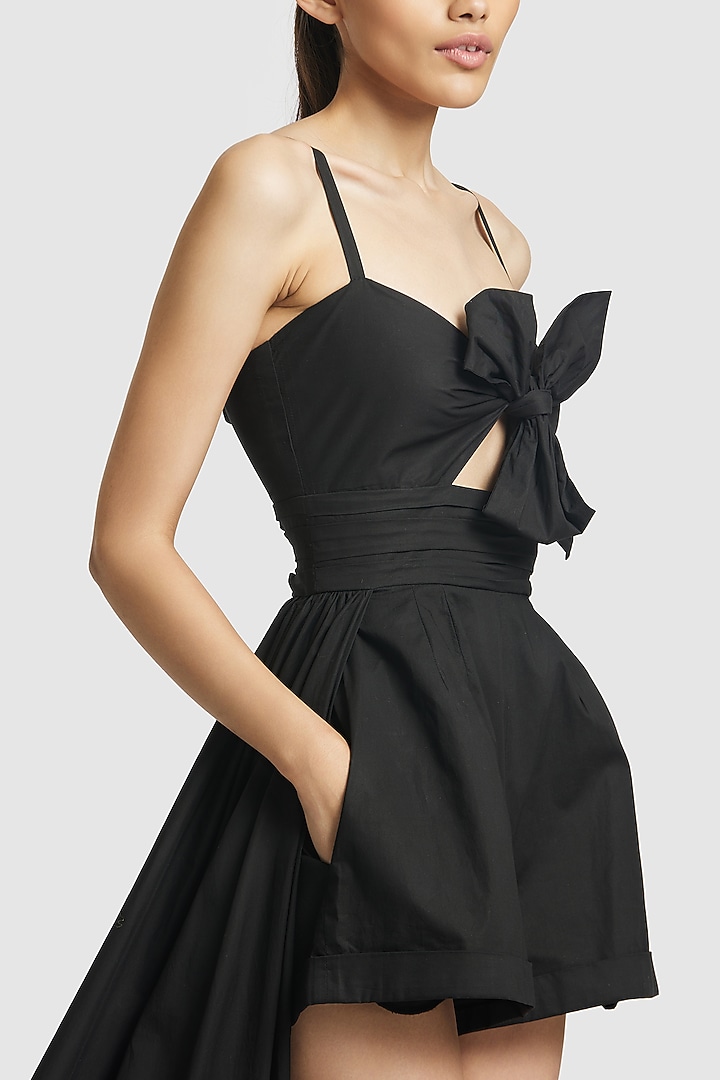 Black Cotton Romper by Gauri And Nainika at Pernia's Pop Up Shop