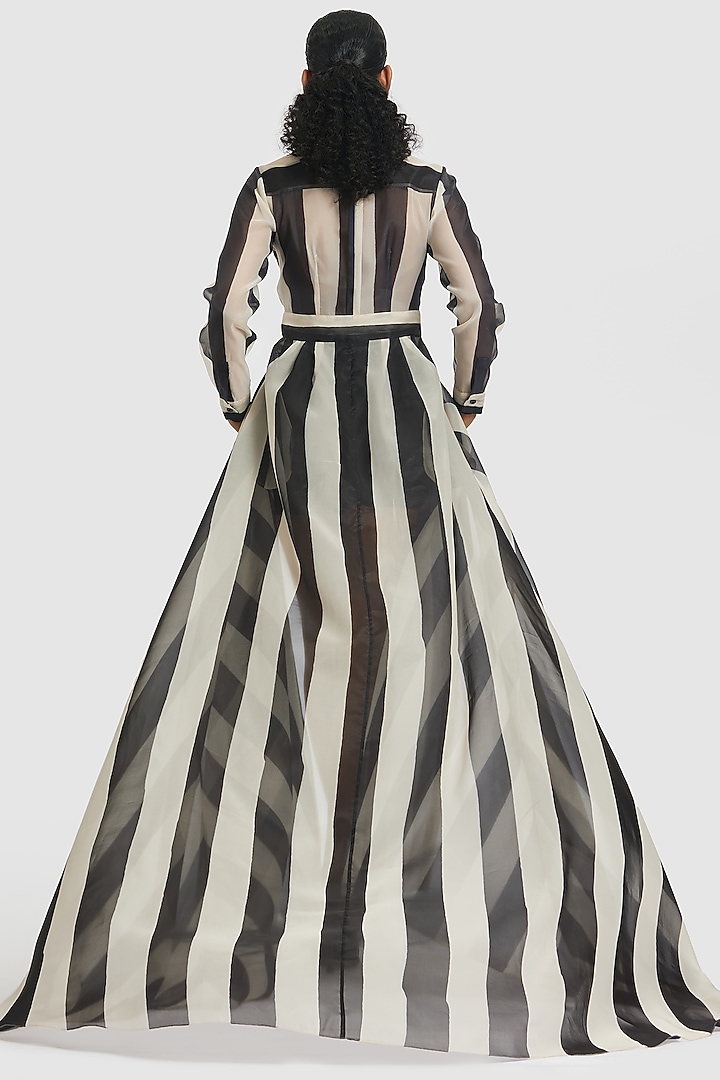 princess polly baby blue dress Dark Carnival Black and White Striped Victorian Blouse main image 1