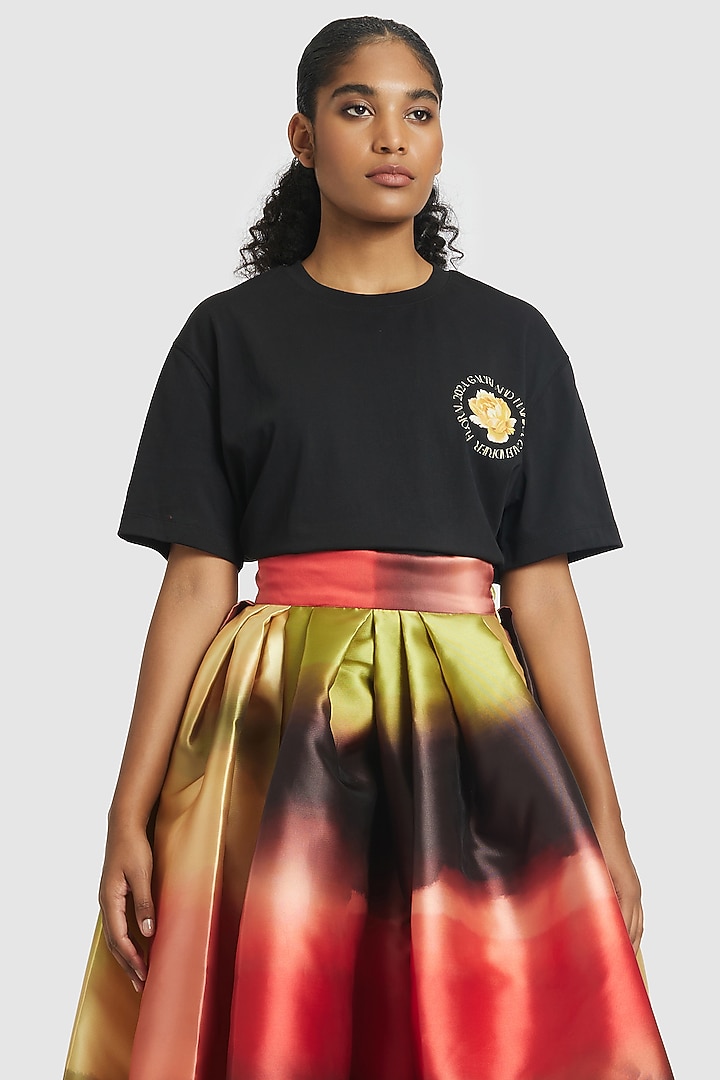 Red & Green Mikado High-Low Skirt by Gauri And Nainika at Pernia's Pop Up Shop