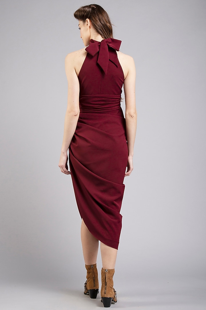 Berry-Colored Micro Asymmetric Party Wear Dress by Gauri And Nainika at Pernia's Pop Up Shop
