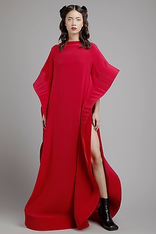 Red Kaftan Maxi Dress by Gauri And Nainika