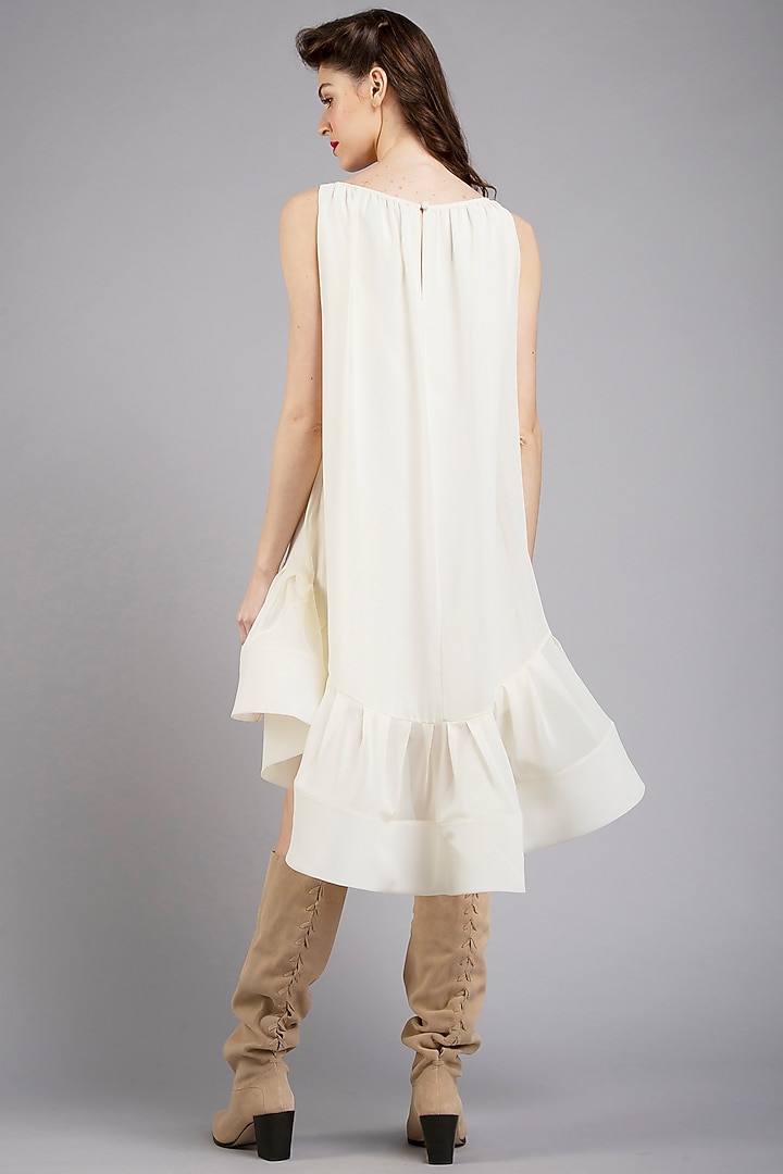Ivory Crepe Mini Party Wear Dress by Gauri And Nainika at Pernia's Pop Up Shop