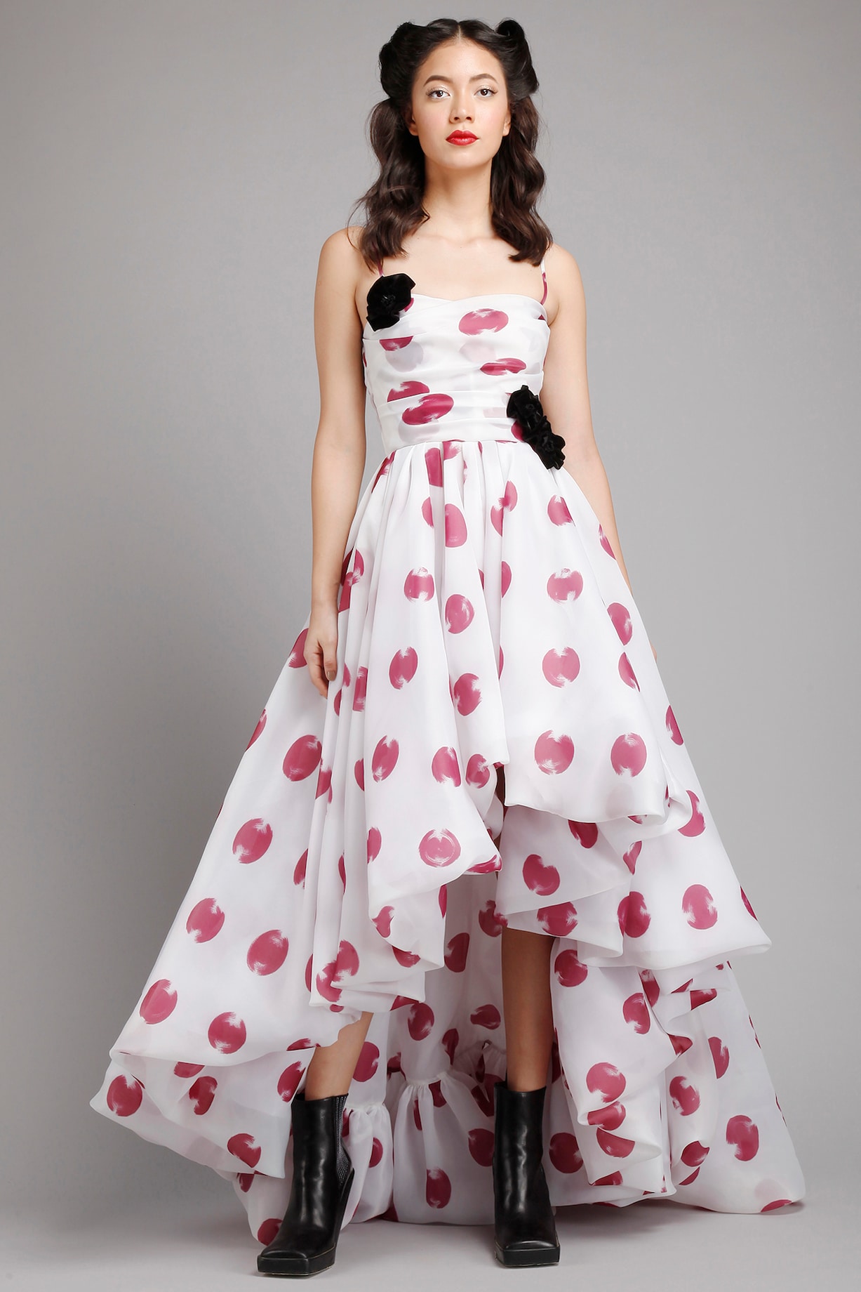 Polka dot clearance high low dress