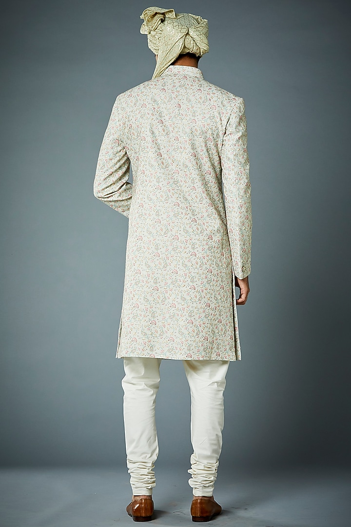 Pastel Mint Embroidered Wedding Sherwani Set by Gargee Designers at Pernia's Pop Up Shop