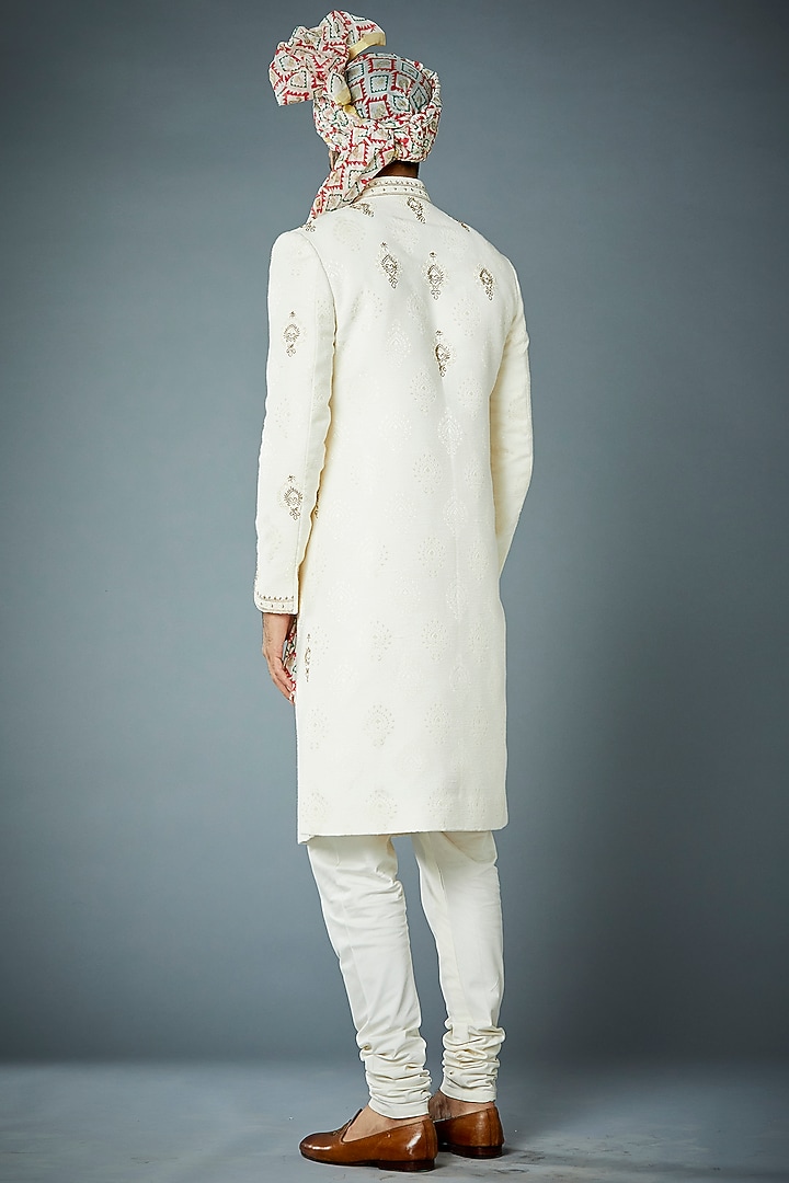 Ivory Hand Embroidered Wedding Sherwani Set by Gargee Designers at Pernia's Pop Up Shop
