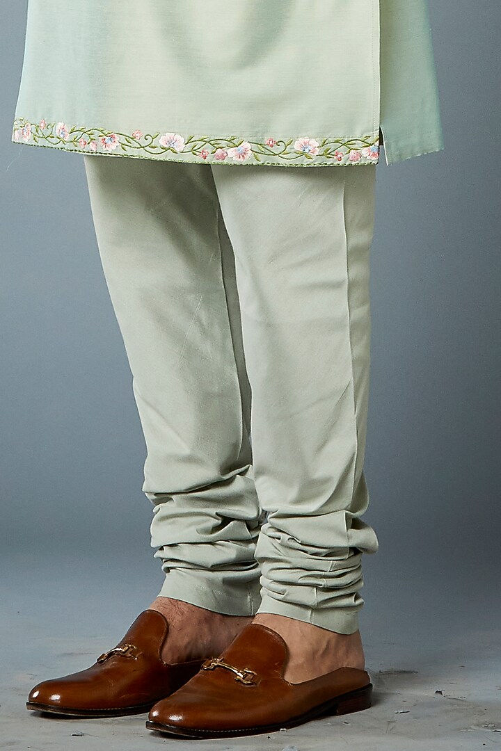 Mint Embroidered Bundi Jacket With Kurta Set by Gargee Designers at Pernia's Pop Up Shop