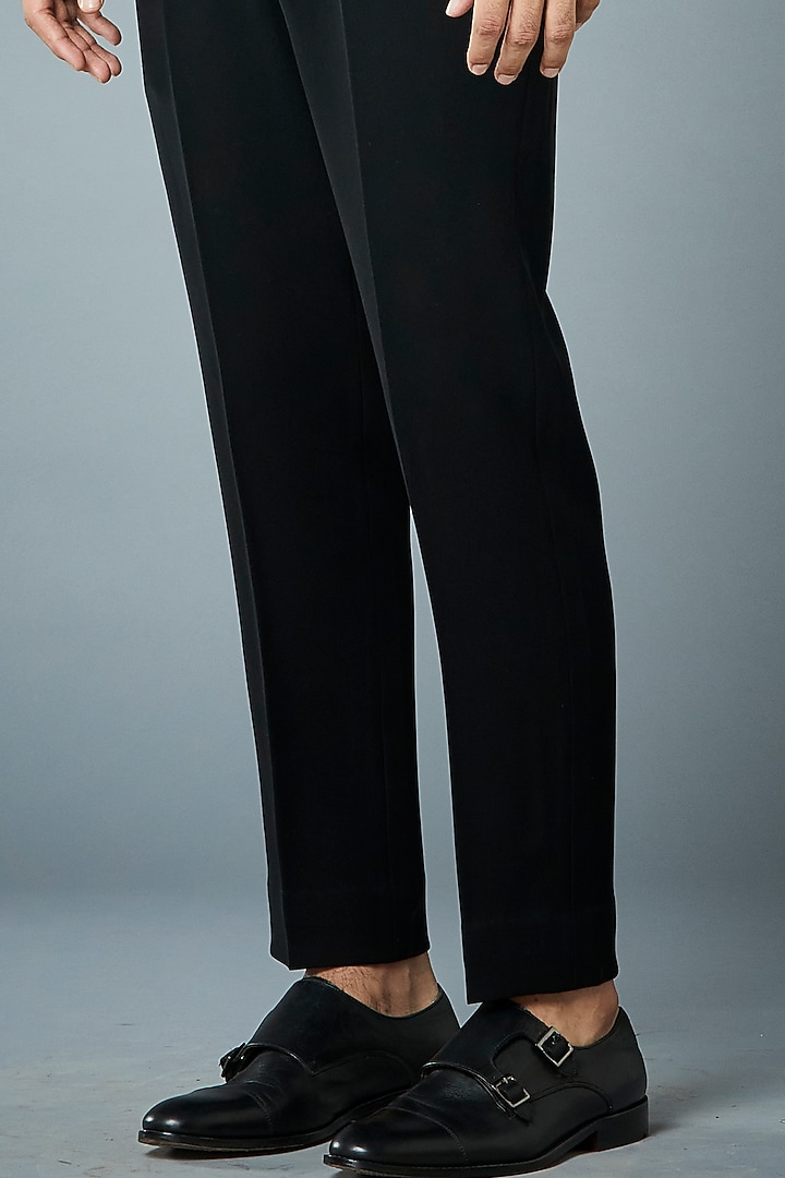 Grey & Black Textured Polyester Tuxedo Set by Gargee Designers at Pernia's Pop Up Shop