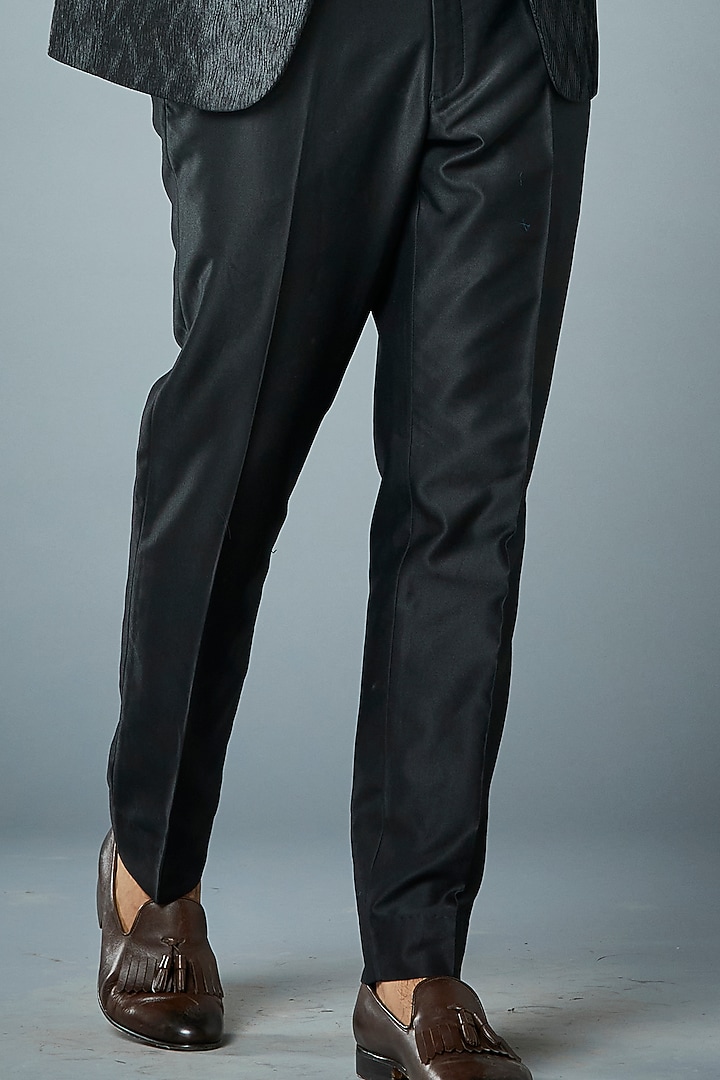 Black Crinkled Polyester Tuxedo Set by Gargee Designers at Pernia's Pop Up Shop