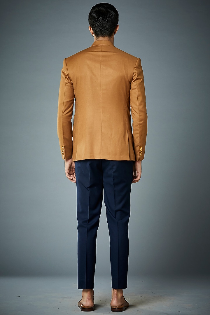 Mustard & Gold Polyester Wedding Bandhgala Jacket Set by Gargee Designers at Pernia's Pop Up Shop