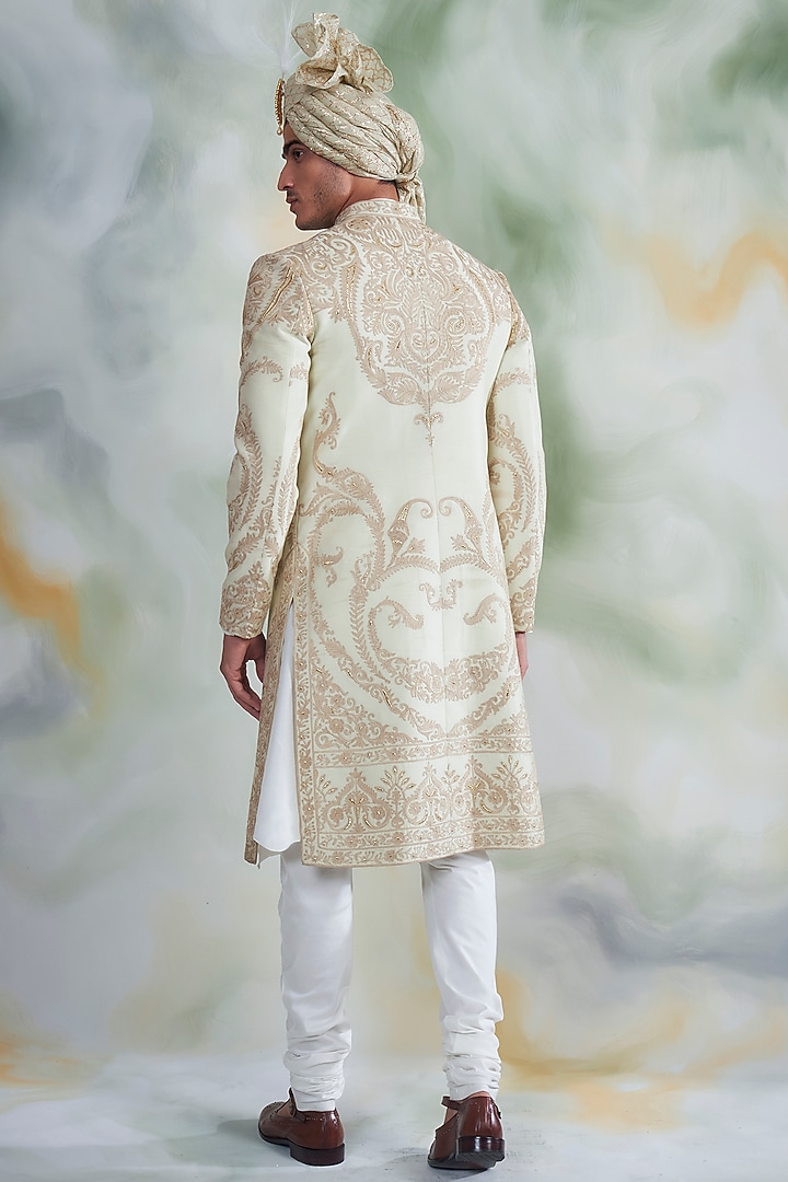Mint Embroidered Wedding Sherwani Set by Gargee Designers at Pernia's Pop Up Shop