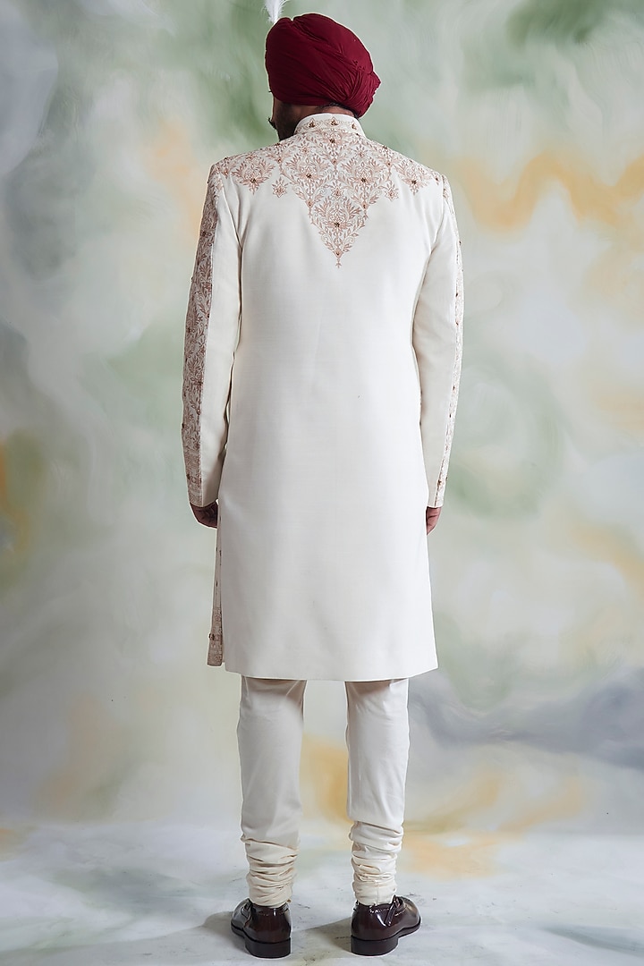 Ivory Embroidered Groom Sherwani Set by Gargee Designers at Pernia's Pop Up Shop