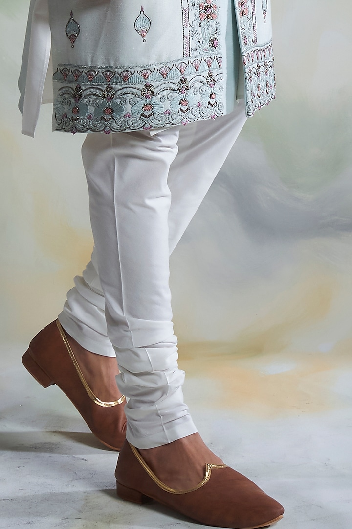 Ice Blue Embroidered Groom Sherwani Set by Gargee Designers at Pernia's Pop Up Shop