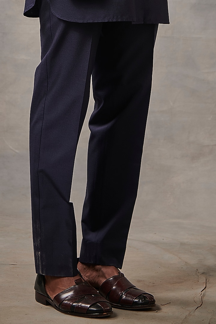 Navy Blue Embroidered Indowestern Set by Gargee Designers at Pernia's Pop Up Shop