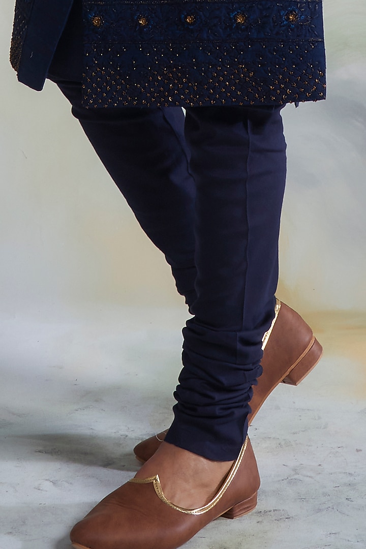 Navy Blue Embroidered Groom Sherwani Set by Gargee Designers at Pernia's Pop Up Shop