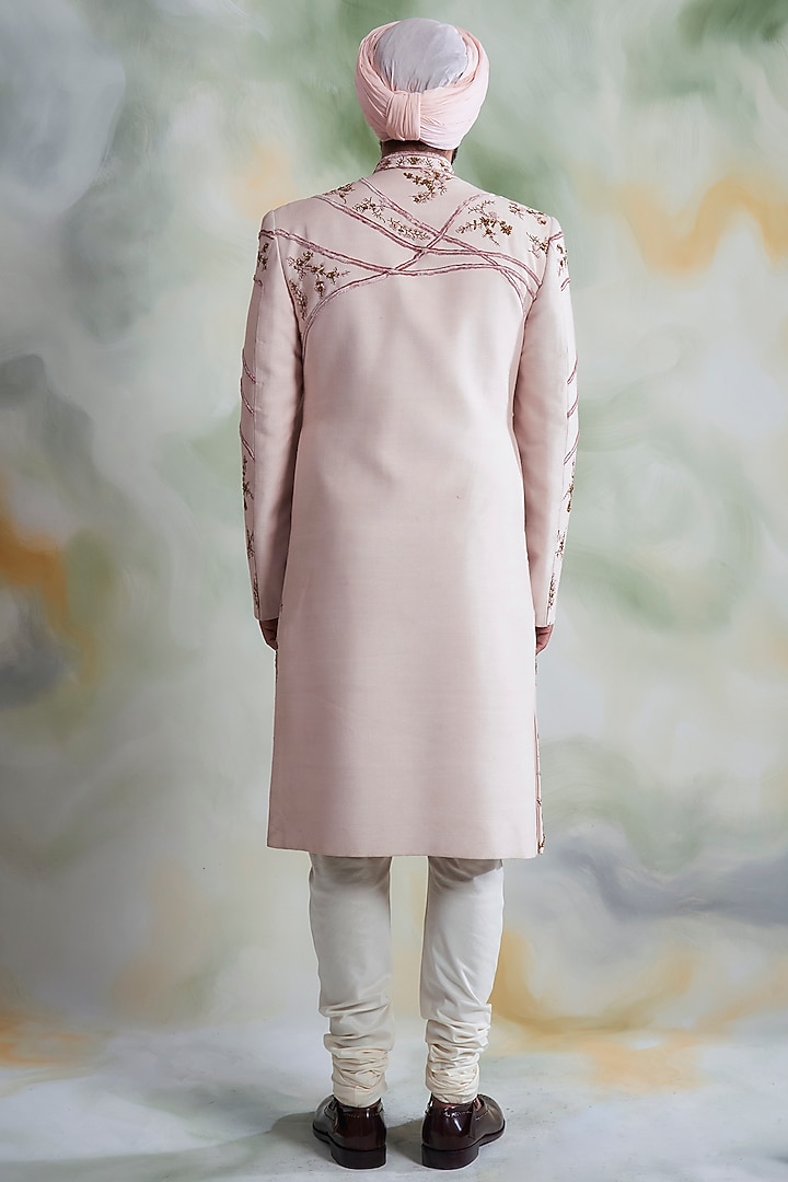 Rose Pink Embroidered Groom Sherwani Set by Gargee Designers at Pernia's Pop Up Shop
