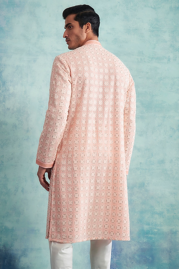 Peach Embroidered Kurta Set by Gargee Designers at Pernia's Pop Up Shop