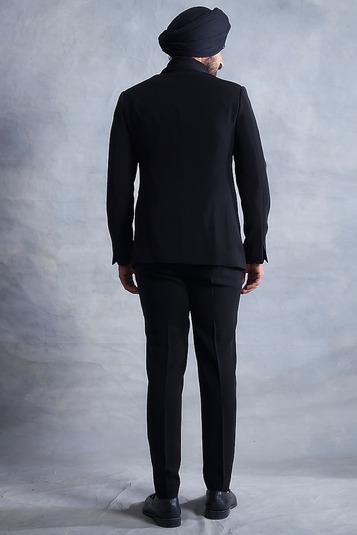 Black Poly Viscose Bandhgala Jacket Set by Gargee Designers at Pernia's Pop Up Shop