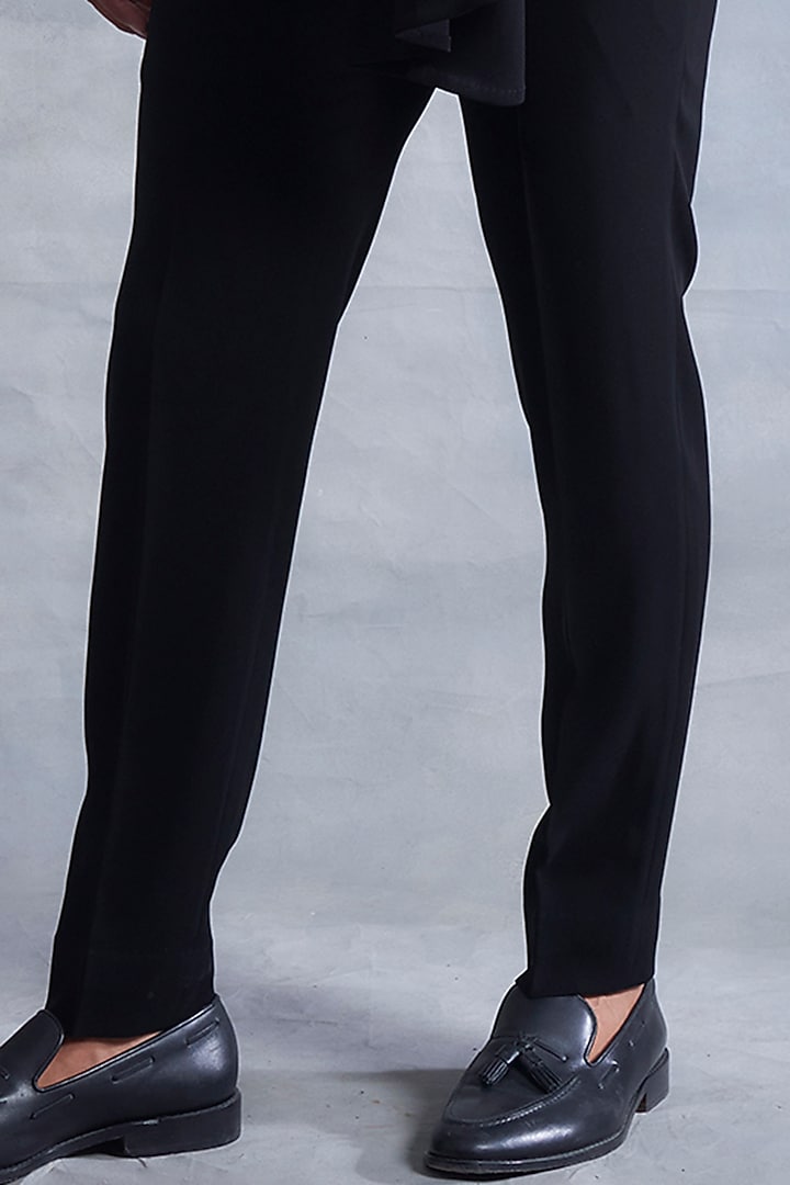 Black Poly Viscose Bandhgala Jacket Set by Gargee Designers at Pernia's Pop Up Shop
