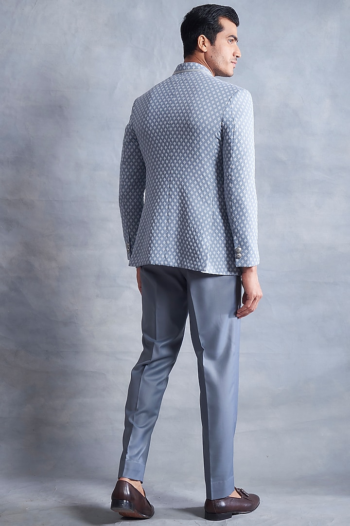 Grey Poly Viscose Wedding Bandhgala Jacket Set by Gargee Designers at Pernia's Pop Up Shop