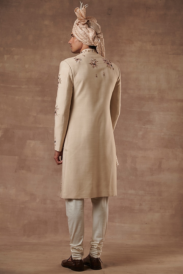 Pastel Rose Pink Embroidered Groom Sherwani Set by Gargee Designers at Pernia's Pop Up Shop