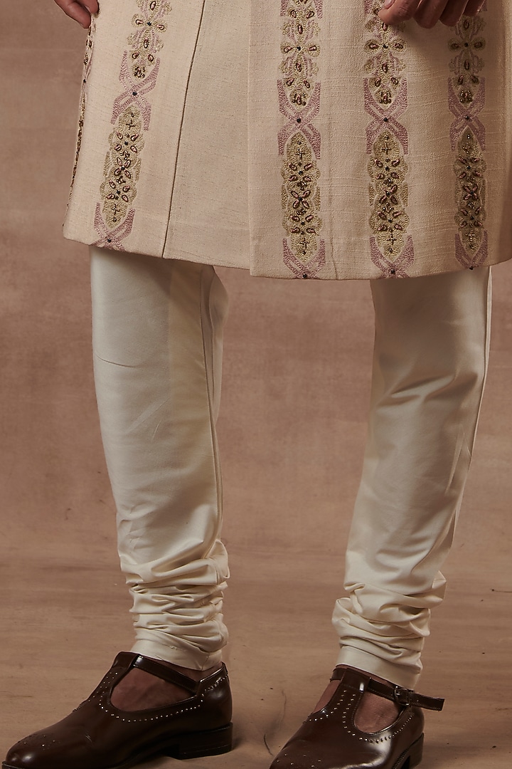 Pastel Rose Pink Embroidered Groom Sherwani Set by Gargee Designers at Pernia's Pop Up Shop