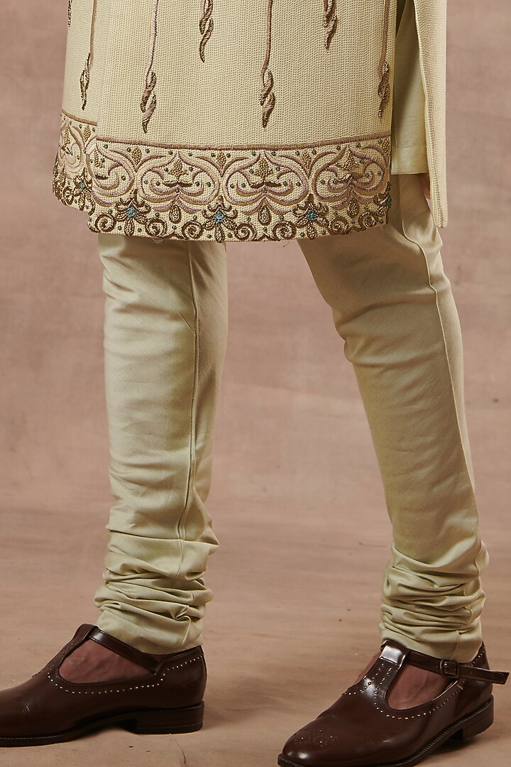 Mint Green Embroidered Groom Sherwani Set by Gargee Designers at Pernia's Pop Up Shop