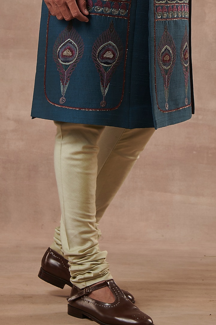 Teal Green Embroidered Groom Sherwani Set by Gargee Designers at Pernia's Pop Up Shop