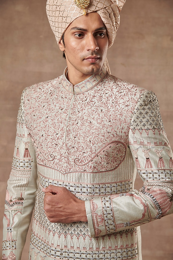 Ash Grey Embroidered Groom Sherwani Set
by Gargee Designers at Pernia's Pop Up Shop