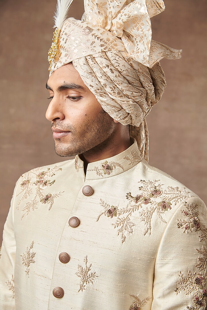 Cream Embroidered Groom Sherwani Set
by Gargee Designers at Pernia's Pop Up Shop