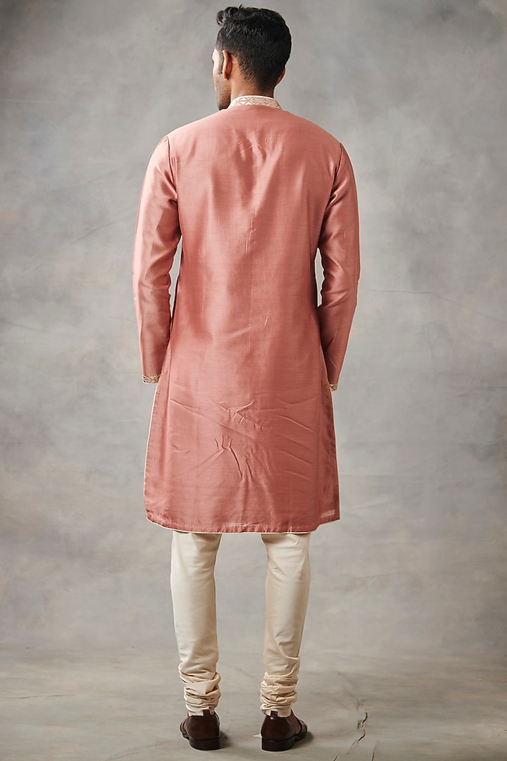 Rust Cotton Silk Applique Embroidered Kurta Set by Gargee Designers at Pernia's Pop Up Shop