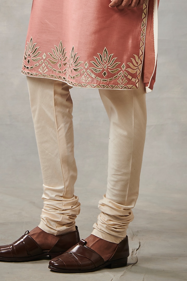 Rust Cotton Silk Applique Embroidered Kurta Set by Gargee Designers at Pernia's Pop Up Shop