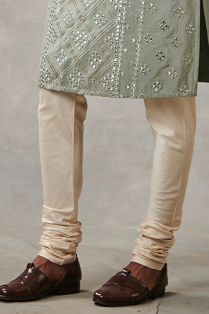 Grey Cotton Silk Mirror Embroidered Kurta Set by Gargee Designers at Pernia's Pop Up Shop