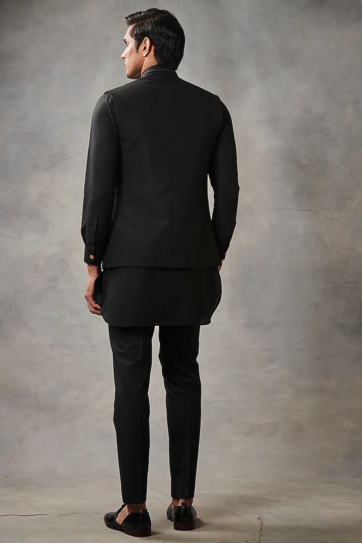 Black Embroidered Wedding Indowestern Set by Gargee Designers at Pernia's Pop Up Shop