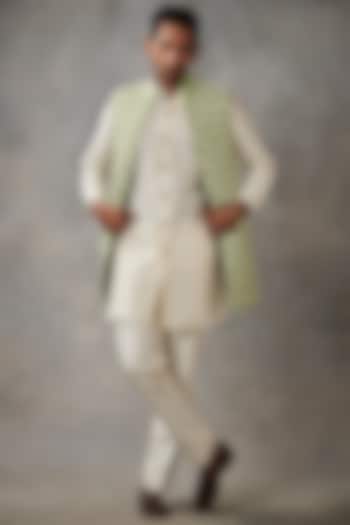 Mint Cotton Silk Wedding Indowestern Set by Gargee Designers at Pernia's Pop Up Shop