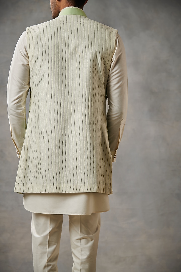 Mint Cotton Silk Wedding Indowestern Set by Gargee Designers at Pernia's Pop Up Shop