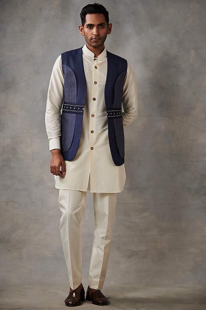 Navy Blue Wedding Indowestern Set by Gargee Designers at Pernia's Pop Up Shop