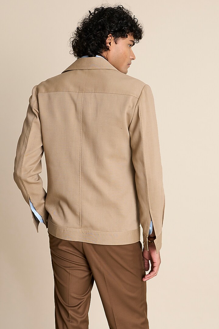 Beige Poly Viscose Knit Shacket by Gargee Designers at Pernia's Pop Up Shop