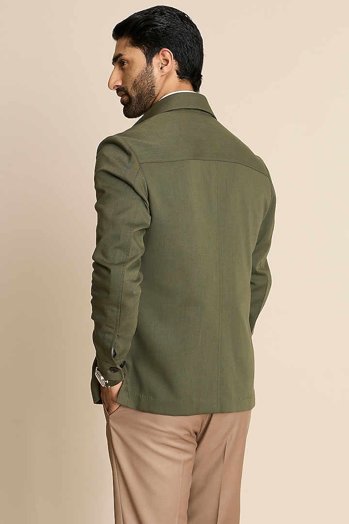 Green Poly Viscose Knit Shacket by Gargee Designers at Pernia's Pop Up Shop