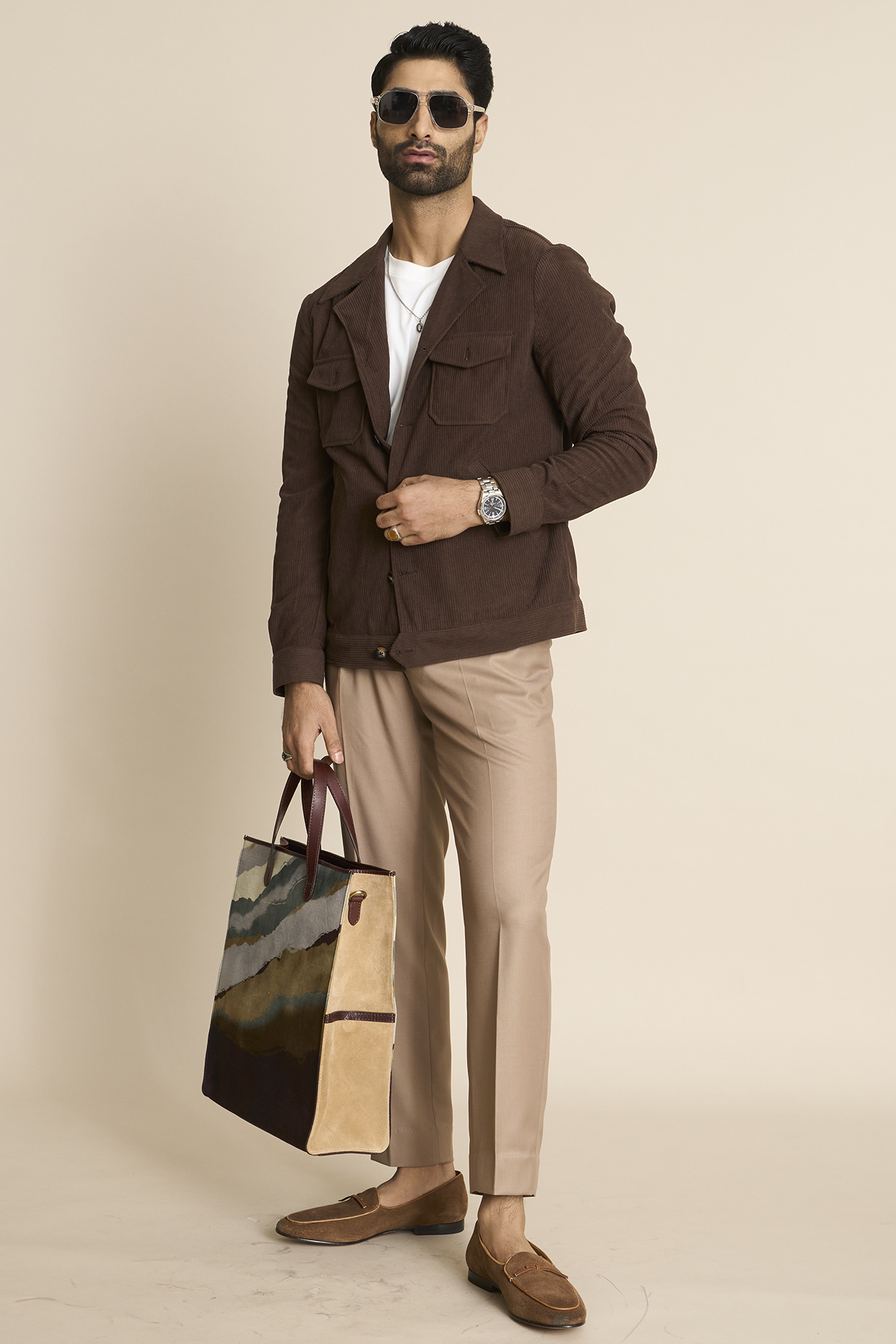 Brown Corduroy Shacket by Gargee Designers