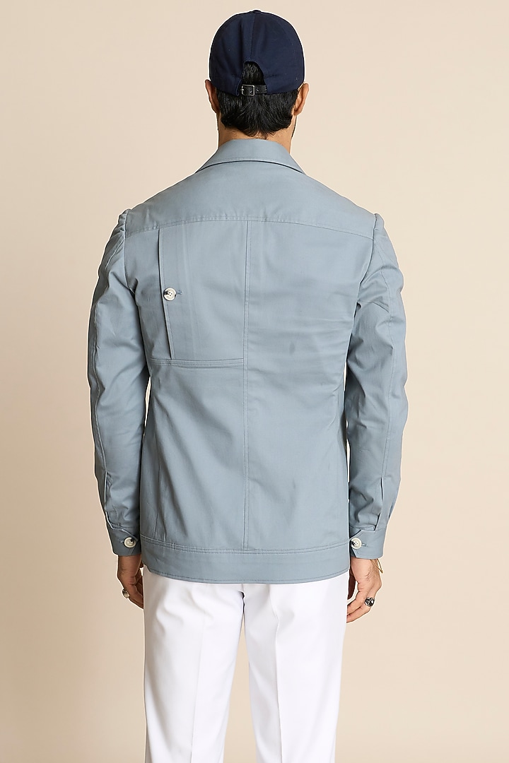 Grey Cotton Chino Shacket by Gargee Designers at Pernia's Pop Up Shop