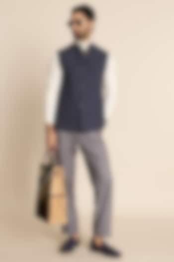 Grey Wool Flannel Down Vest by Gargee Designers