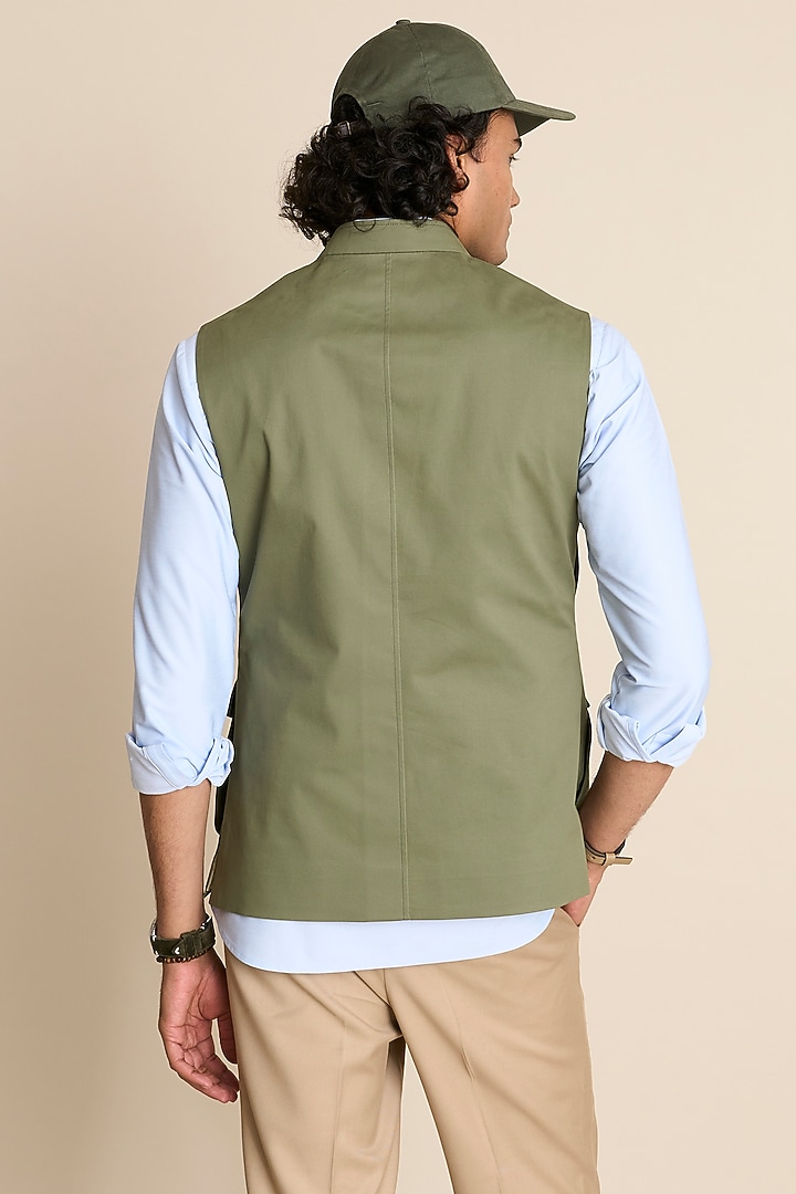 Green Cotton Down Vest by Gargee Designers at Pernia's Pop Up Shop