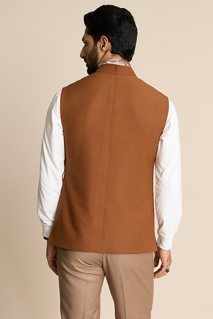 Brown Poly Viscose Knit Down Vest by Gargee Designers at Pernia's Pop Up Shop