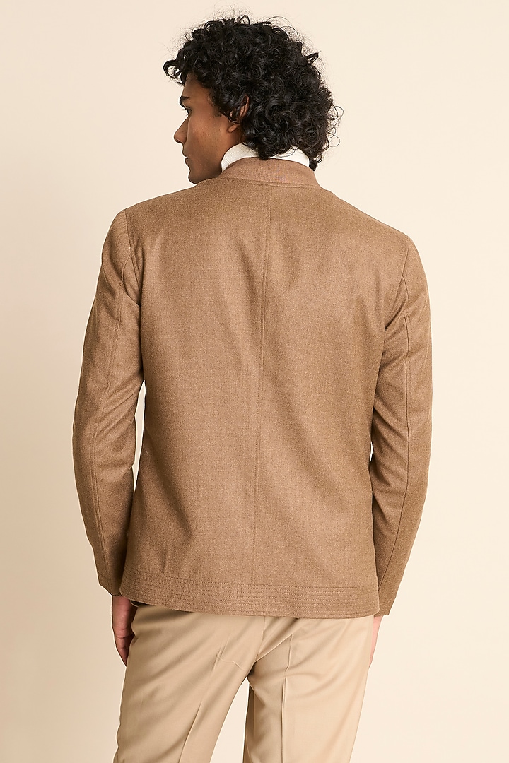 Brown Wool Flannel Bomber Jacket by Gargee Designers at Pernia's Pop Up Shop